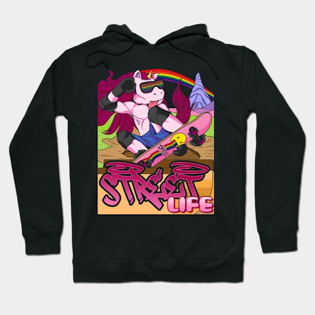 Unicorn, Skateboard, Skater, Fantasy, Halfpipe Hoodie by Strohalm